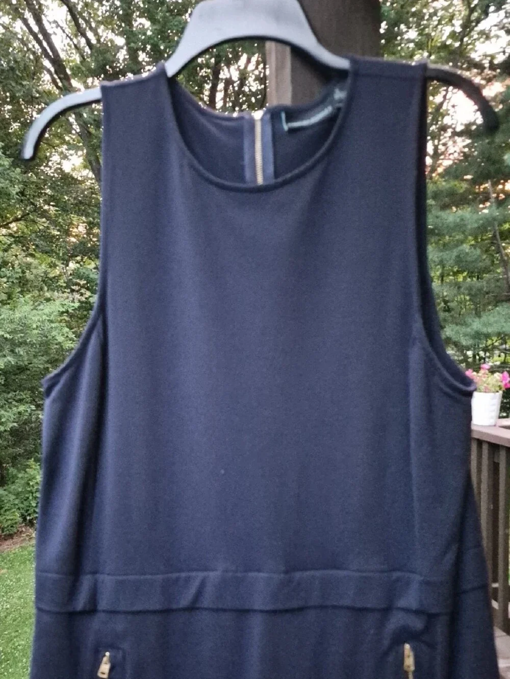 Cynthia Rowley Sleeveless Navy Shift Dress Zip Pocket Sz L